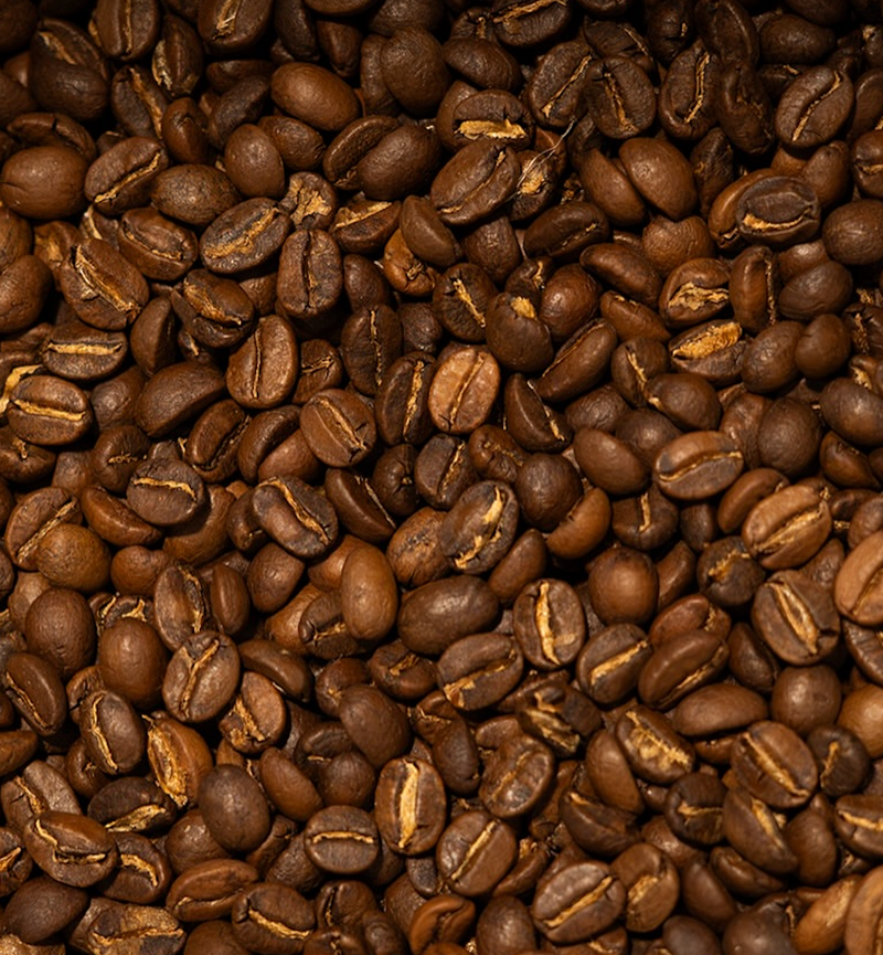 A close-up of freshly roasted Saraca coffee beans that undergo rigorous sensory cupping and Coffee Board of India quality testing.